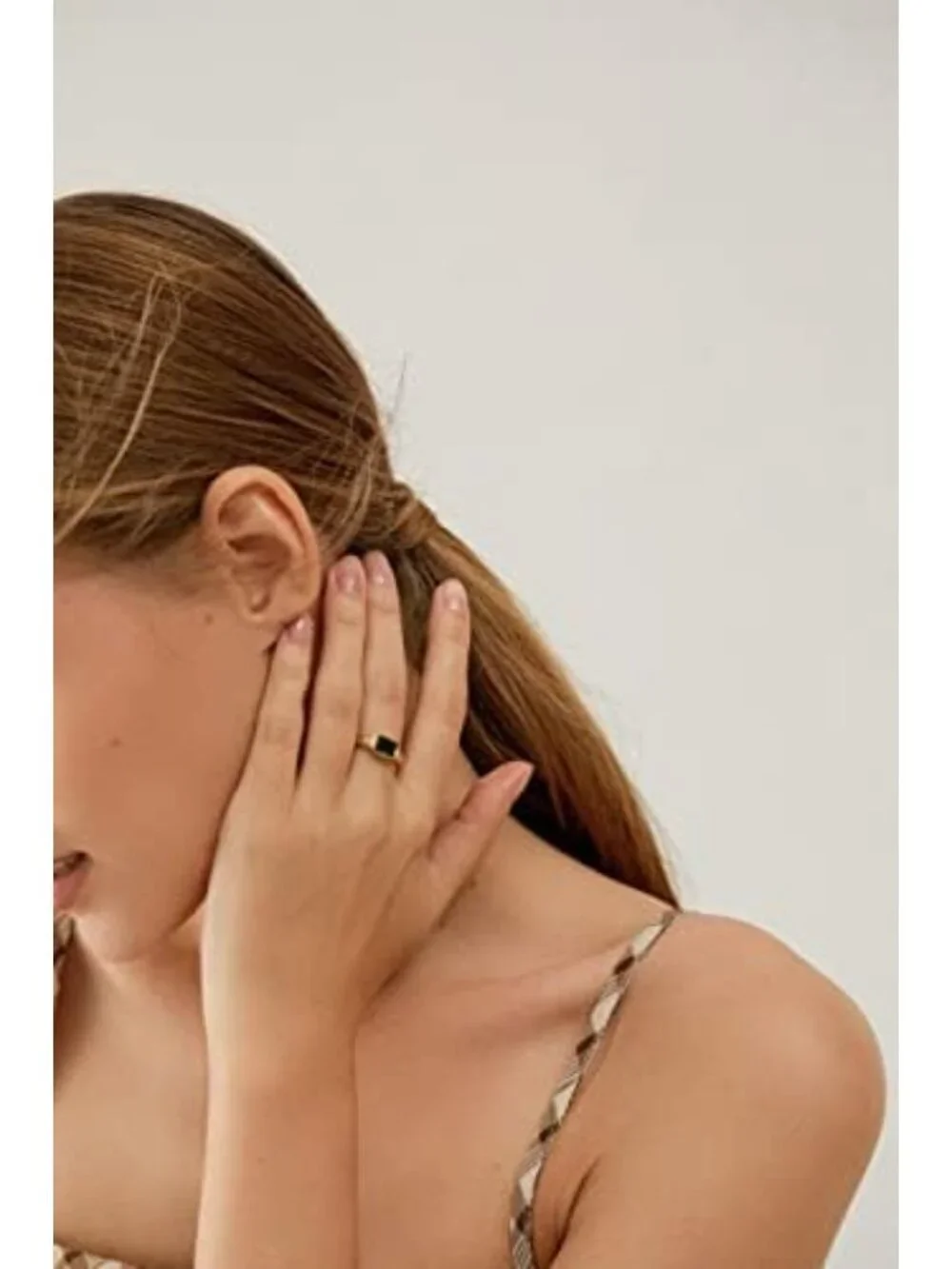 Dainty Gold Emerald Ring for Women | Non-Tarnish Green CZ Gemstone Band 6-9